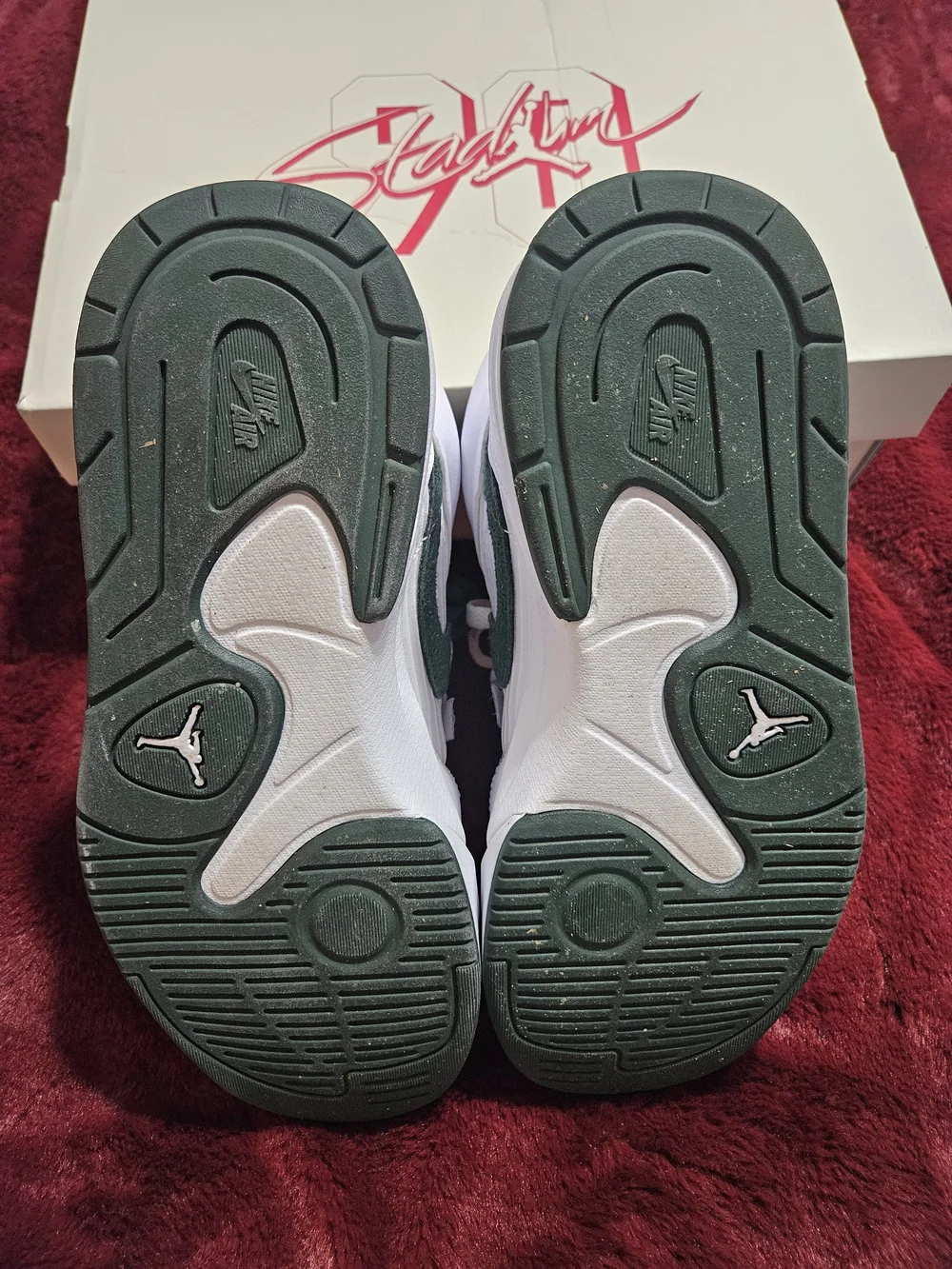 Jordan White and Dark Green Low-Top Sneakers